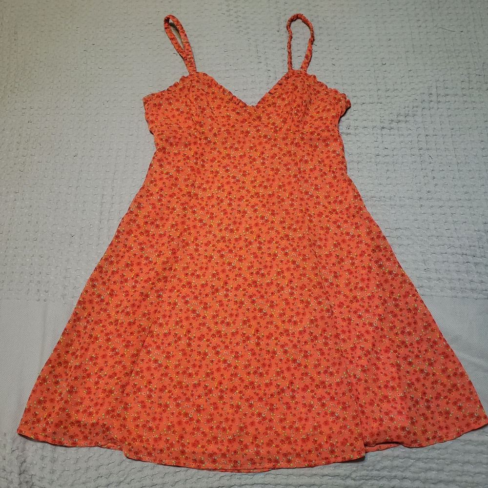 Wild Fable Coral Floral Ruffle Strap Mini Dress Size S